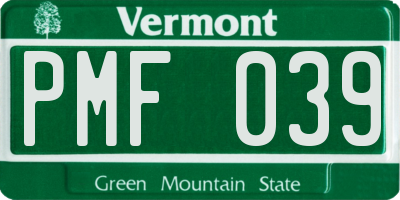 VT license plate PMF039