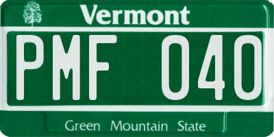 VT license plate PMF040