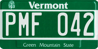 VT license plate PMF042