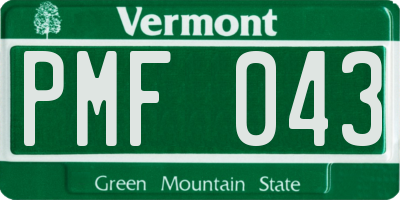 VT license plate PMF043