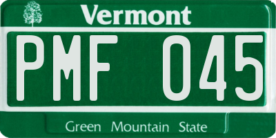 VT license plate PMF045