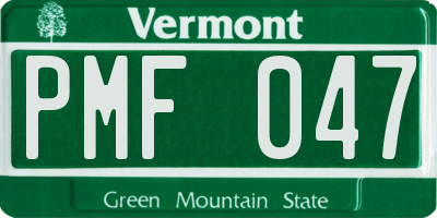 VT license plate PMF047