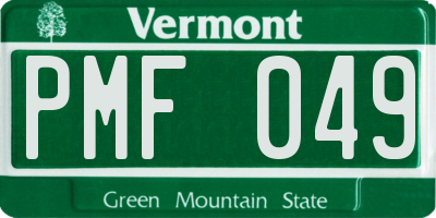 VT license plate PMF049