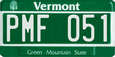 VT license plate PMF051