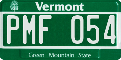 VT license plate PMF054