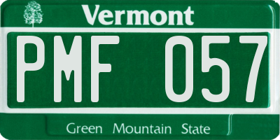 VT license plate PMF057