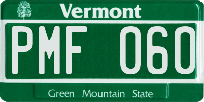VT license plate PMF060