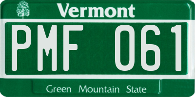 VT license plate PMF061