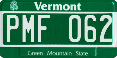 VT license plate PMF062