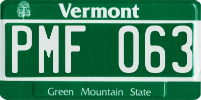 VT license plate PMF063
