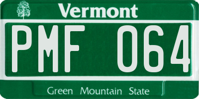 VT license plate PMF064