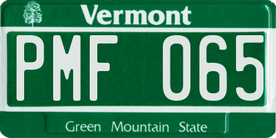 VT license plate PMF065