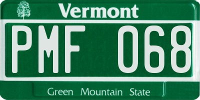 VT license plate PMF068
