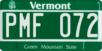 VT license plate PMF072