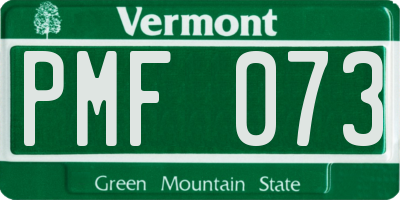 VT license plate PMF073