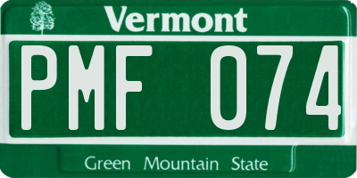 VT license plate PMF074