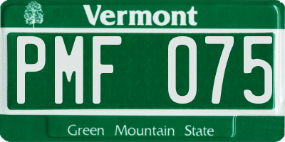 VT license plate PMF075