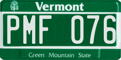 VT license plate PMF076