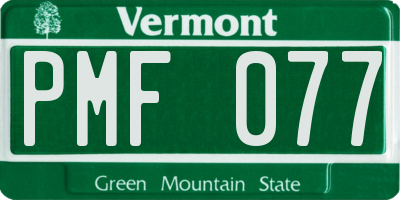 VT license plate PMF077