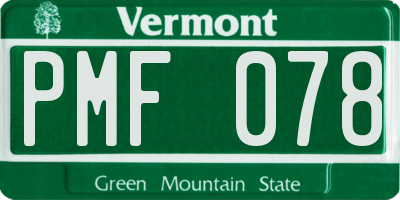 VT license plate PMF078