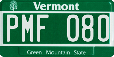 VT license plate PMF080