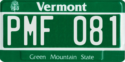 VT license plate PMF081