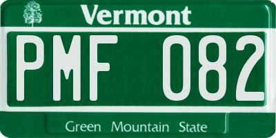 VT license plate PMF082