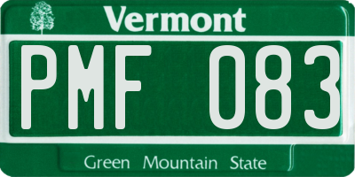 VT license plate PMF083