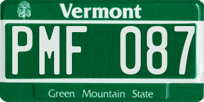 VT license plate PMF087