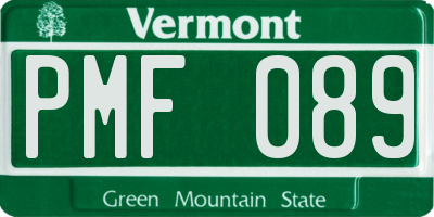 VT license plate PMF089