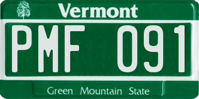 VT license plate PMF091