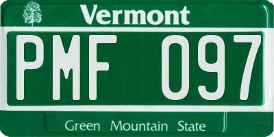 VT license plate PMF097