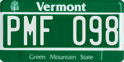 VT license plate PMF098