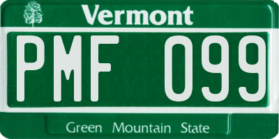 VT license plate PMF099