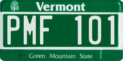 VT license plate PMF101