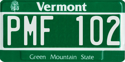 VT license plate PMF102