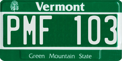 VT license plate PMF103