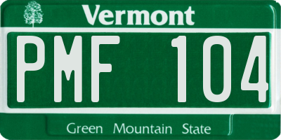 VT license plate PMF104