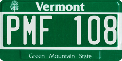 VT license plate PMF108
