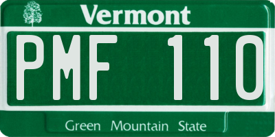 VT license plate PMF110