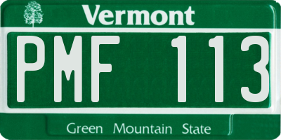 VT license plate PMF113