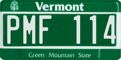 VT license plate PMF114