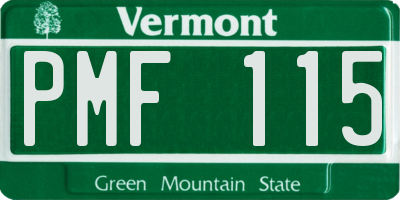 VT license plate PMF115