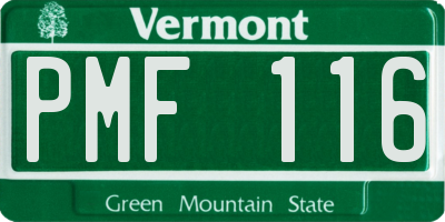 VT license plate PMF116