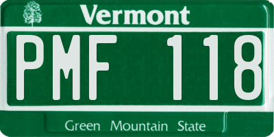 VT license plate PMF118