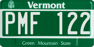 VT license plate PMF122