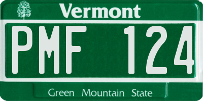 VT license plate PMF124