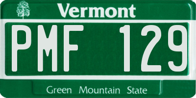 VT license plate PMF129
