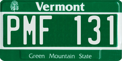 VT license plate PMF131
