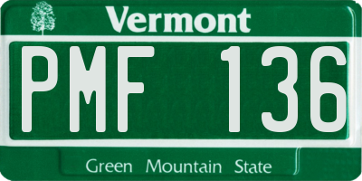 VT license plate PMF136